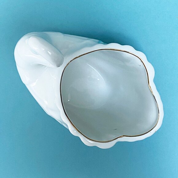 Beautiful Small Porcelain White Swan Bowl with Flowers - Swan Planter - Cottage - Picture 4 of 7